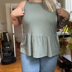 Sage green high-neck tank